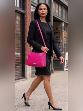 Betsey Johnson EUC Fuchsia LG
Crossbody Bag w/gold hardware
& signature interior